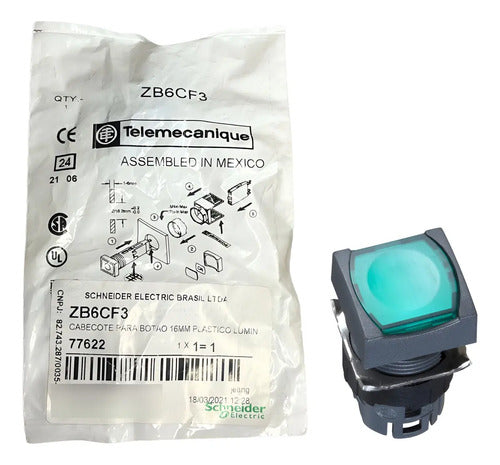 Kit Com 2: Cabeçote Para Botão Luminoso Vd Zb6cf3 Schneider Verde 0