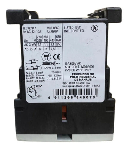 Contator Auxiliar 3rh1122-1as60 220/230v 6a 2na+2nf Siemens 220/230v
