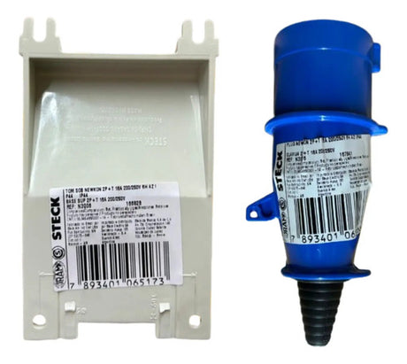 Kit Tomada N3006 + Plug N3076 16a 2p+t 200/250v Azul Steck Azul