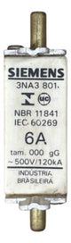 Kit Com 5: Fusível Nh000 Retardado 6a 500v 3na3801 Siemens 500v