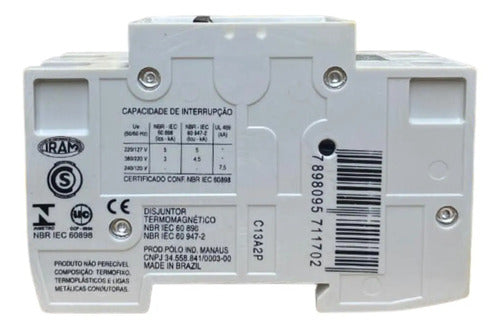 Kit Com 3 Peças: Disjuntor 13a Curva C 2p 5sx1213-7 Siemens