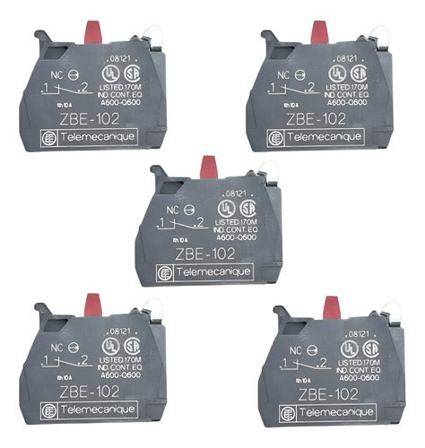 Kit Com 5 Peças: Bloco De Contato Zbe102 Schneider Vermelho -