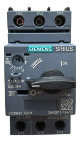 Disjuntor Motor 3rv2011-1ba10 1,4-2,0a Siemens Não Informado 50/60hz