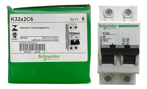 Disjuntor Termomagnetico 6a 2p K32a2c6 Schneider