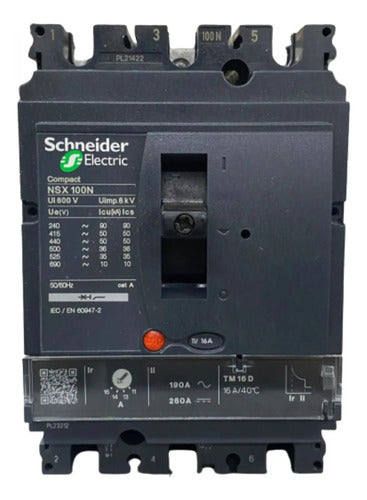 Disjuntor Tripolar 16a Nsx100n-tm16d Lv429847 Schneider
