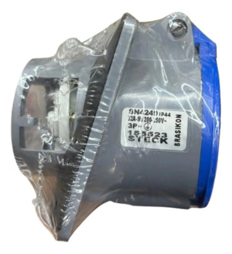 Tomada Embut Neg 3p+t 32a 200/250v 9h Azul Ip44 Sn4249 Steck Azul