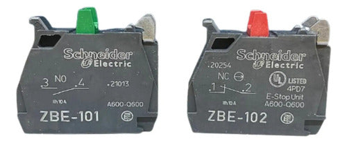 Botão Luminoso 22mm Vd + Bloco 1na+1nf Xb4bw3335 Schneider Verde -
