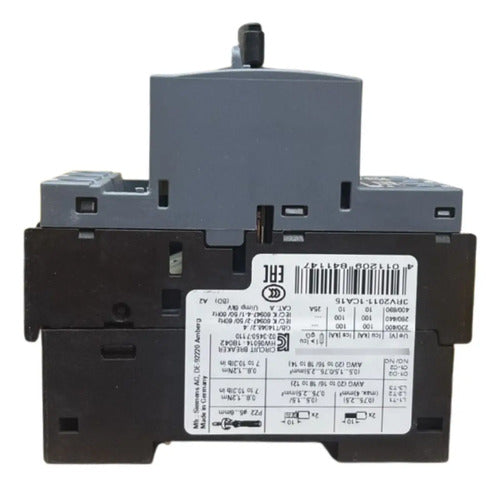 Disjuntor Motor 3rv2011-1ca15 1,8-2,5a Siemens Não Informado 50/60hz