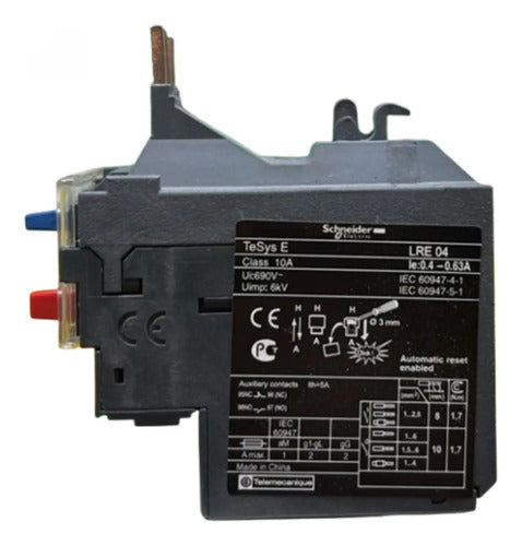 Relé Eletrônico Sobrecarga Térmica 0,4-0,63a Lre04 Schneider 690v Para Iec 60947-4-1