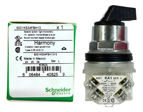 Comutador 30mm 2 Posições Metálico 9001ks34fbh13 Schneider Preto 1naf