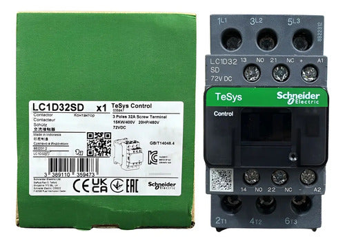 Contator Tesys Deca 3p 32a 1na+1nf 72vcc Lc1d32sd Schneider 72vcc