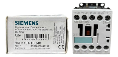 Contator Auxiliar 3rh1131-1bg40 3na + 1nf 125vcc Siemens 125vcc