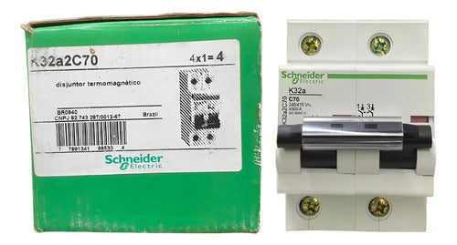 Disjuntor Termomagnetico 70a 2p K32a2c70 Schneider - 50 60 Hz