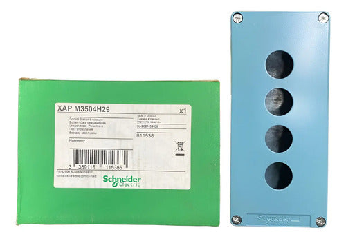 Botoeira Metalica Azul 22mm 4 Furos Xapm3504h29 Schneider Azul