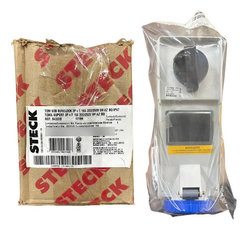 Tomada S4009b 16a 3p+t 200/250v Az Steck Azul