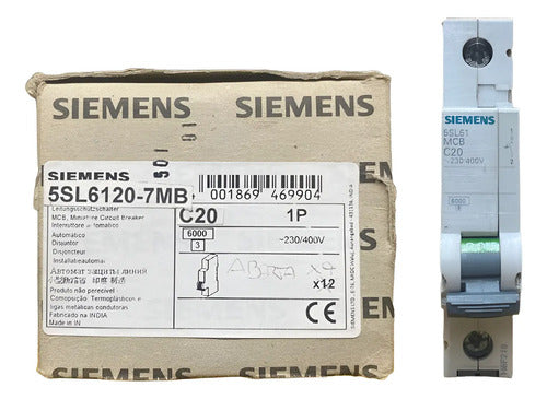 Disjuntor 1p 5sl6120-7mb C20 Siemens - 50/60hz
