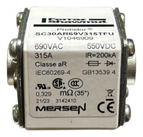 Conjunto: 3 Fusíveis 315a 500/690v Vw3a98cf3169 Schneider 690v