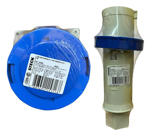 Kit Tomada N4549 + Plug N4579 63a 3p+t 220/240v Azul Steck Azul