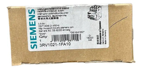 Disjuntor Motor 3rv1021-1fa10 3,5-5a Siemens Não Informado 50/60hz