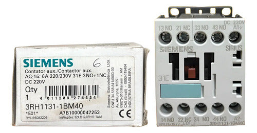 Contator Auxiliar 6a 220/230v 3na+1nf 3rh1131-1bm40 Siemens 220/230v