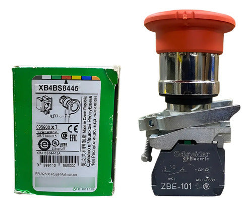 Botão Cogumelo 40mm Vermelho Na+nf Xb4bs8445 Schneider Vermelho -
