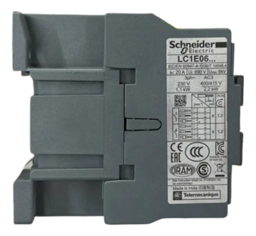 Contator Tripolar 6a 1na 220vca Lc1e0610m7 Schneider 220v