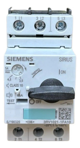Disjuntor Motor 3rv1021-1fa10 3,5-5a Siemens Não Informado 50/60hz