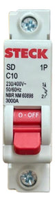 Kit C/ 10 Pçs: Disjuntor Unipolar Sdd61c10 10a Curva C Steck