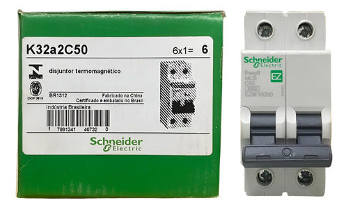 Kit C/ 2: Disjuntor Termomagnético 1p 50a K32a2c50 Schneider