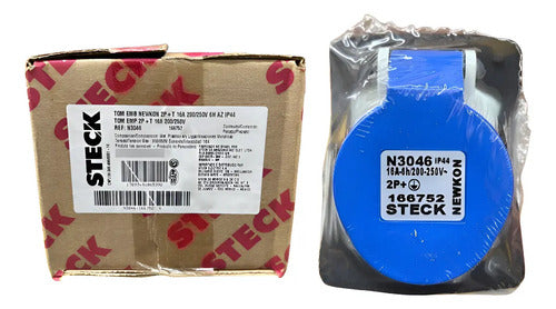 Kit Com 2: Tomada N3046 16a 2p+t 220/240v 6h Azul Steck Azul
