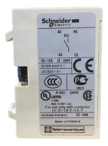 Kit Com 2: Bloco De Contato Auxiliar 1na Ladn10 Schneider 690v