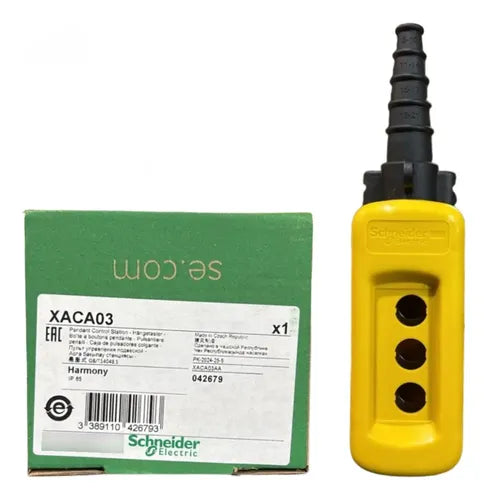 Botoeira Pendente 3 Furos Ø22mm Xaca03 Schneider Amarelo