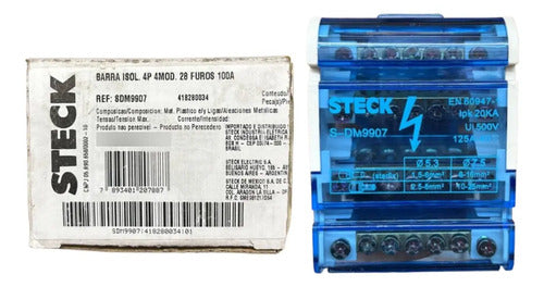 Barra De Isolamento 4p 4mod 28 Furos 100a Sdm9907 Steck