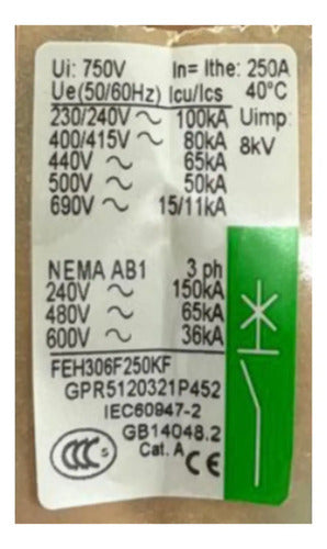 Disjuntor Tripolar 250a 80ka Feh37da250kf GE