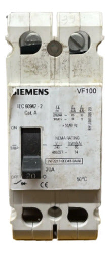 Disjuntor Bipolar 3vf2217-0ed41-0aa0 20a Siemens