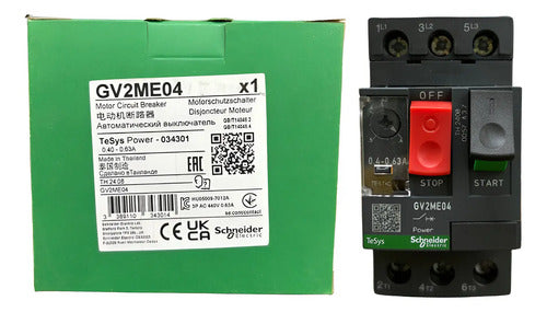 Disjuntor Termomagnético 0,40-0,63a Gv2me04 Schneider (novo) 690v 50/60hz