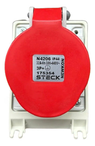 Tomada N4206 32a 3p+t 380/440v 6h Vermelho Steck Vermelho