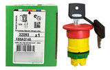 Botao 22mm Plastico Com Chave Xb5as145 Schneider Amarelo E Vermelho -