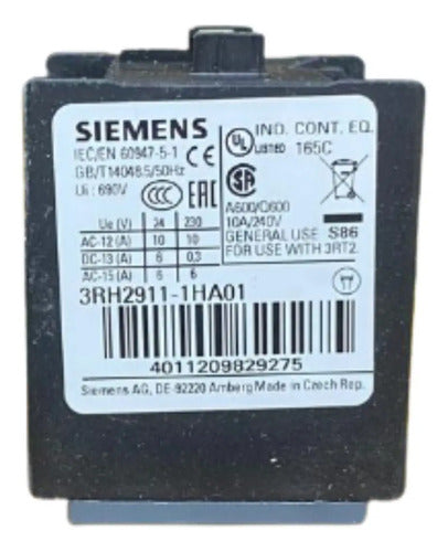 Bloco De Contato Auxiliar 1nf 3rh2911-1ha01 Siemens -