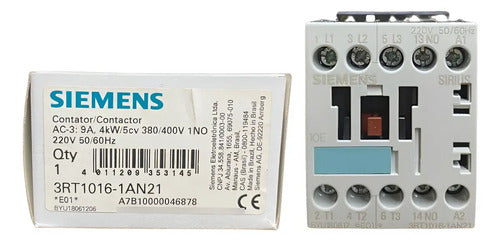 Contator Siemens 3rt1016-1an21 9a 220v Novo!! 220v