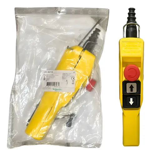 Botoeira Pendente 2 Botões + 1 Emergência Xaca2114 Schneider Amarelo