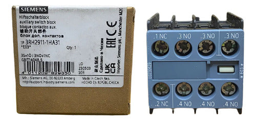 Bloco De Contato Auxiliar 3na+1nf 3rh2911-1ha31 Siemens -