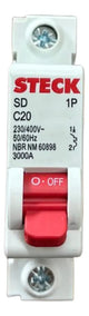 Kit C/ 10 Pçs: Disjuntor Unipolar Sdd61c20 20a Curva C Steck