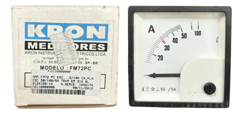 Amperimetro Fm72pc 72x72mm 50/100/5a Travamento Em 31a Kron