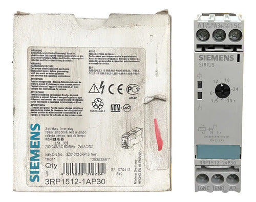 Relé Tempo 1,5-30s 220v 3rp1512-1ap30 Siemens 220v