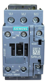 Contator Tripolar 17a 24vcc 1na+1nf 3rt2025-1bb40 Siemens 24vcc