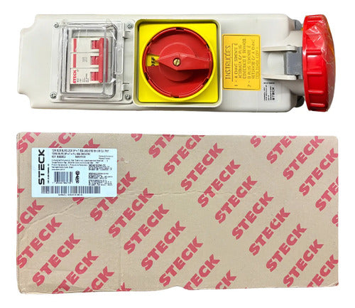 Tomada Sobrepor S4506dj 63a 3p+t+pil 6h 380/440v Ip67 Steck Vermelho