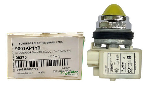 Sinaleiro 30mm Metálico C/ Trafo 9001kp1y9 Amarelo Schneider Amarelo 120v