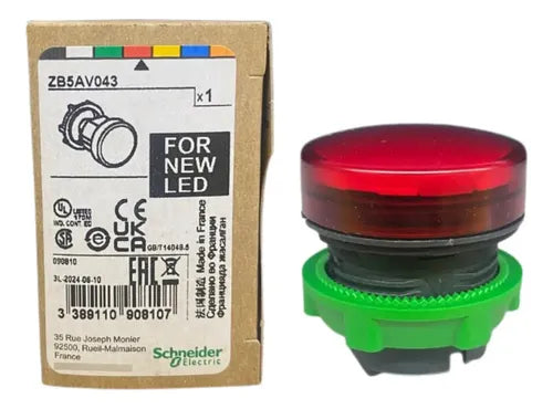 Kit Com 2 Peças: Cabeçote 22mm Vermelho Zb5av043 Schneider