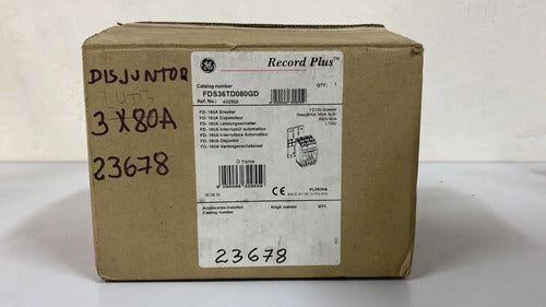 Disjuntor Tripolar Fds36td080gd 160a 690v GE